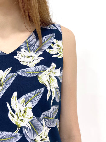 Lily Tropical Print Dress - Navy (Non-returnable) - Ferlicious