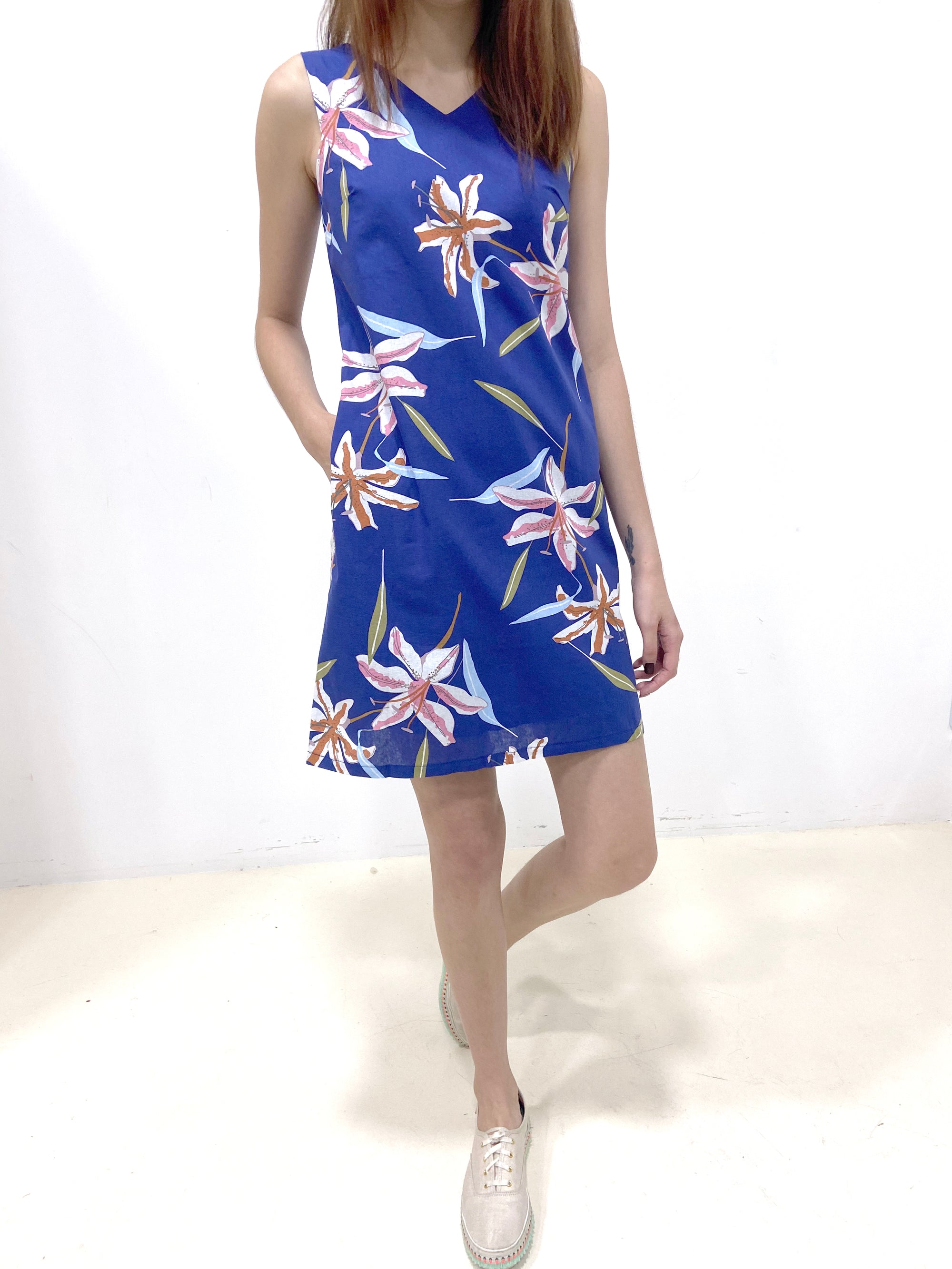 Lily Tropical Print Dress - Blue (Non-returnable) - Ferlicious