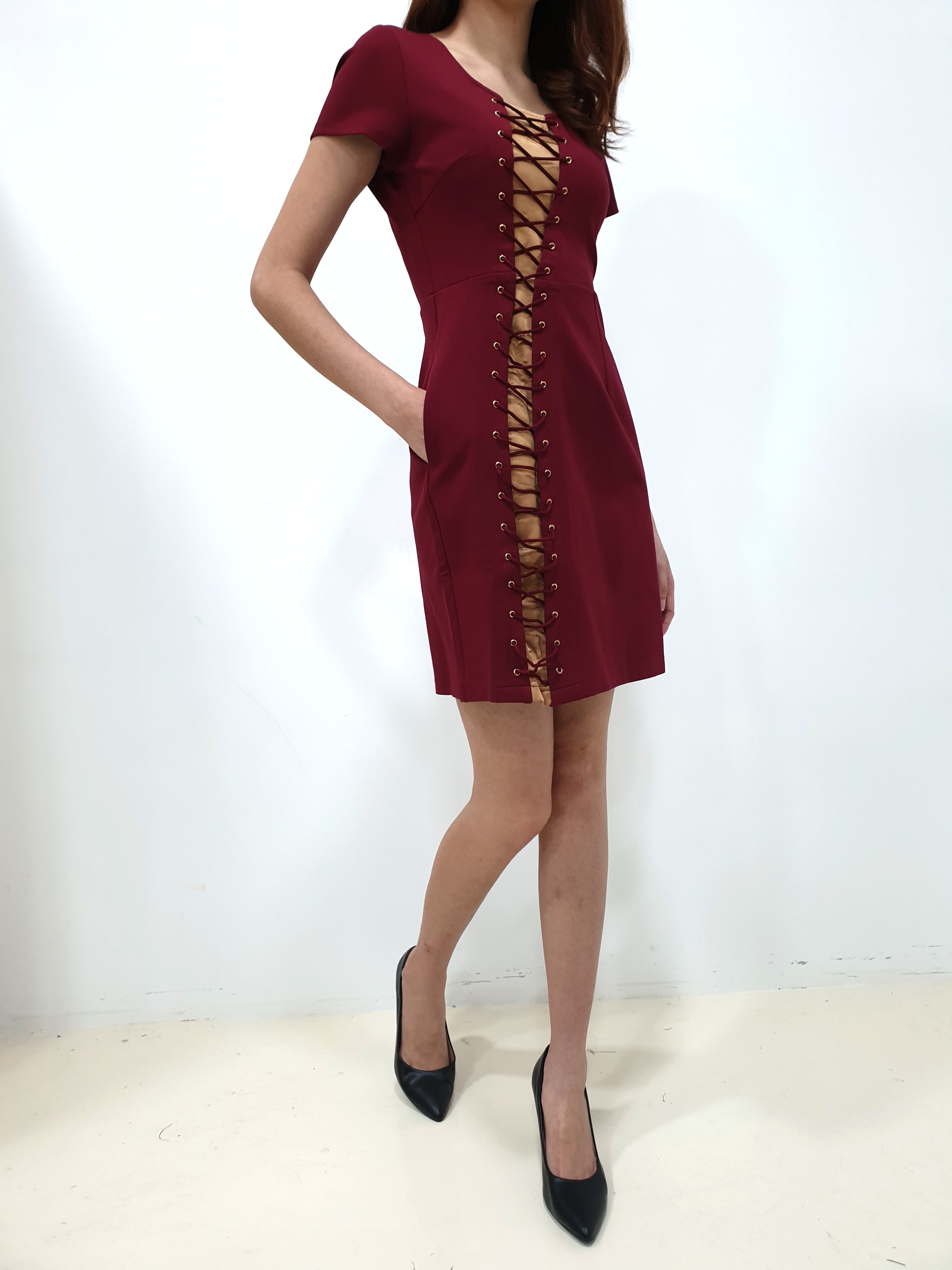 Lace Bodycon - Maroon (Non-returnable) - Ferlicious