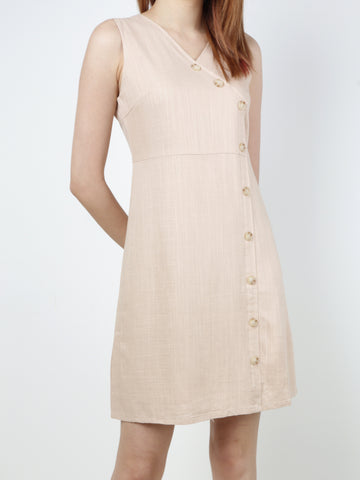 Linen Button Sleeveless Dress