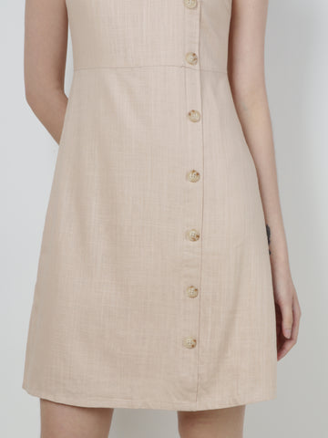 Linen Button Sleeveless Dress