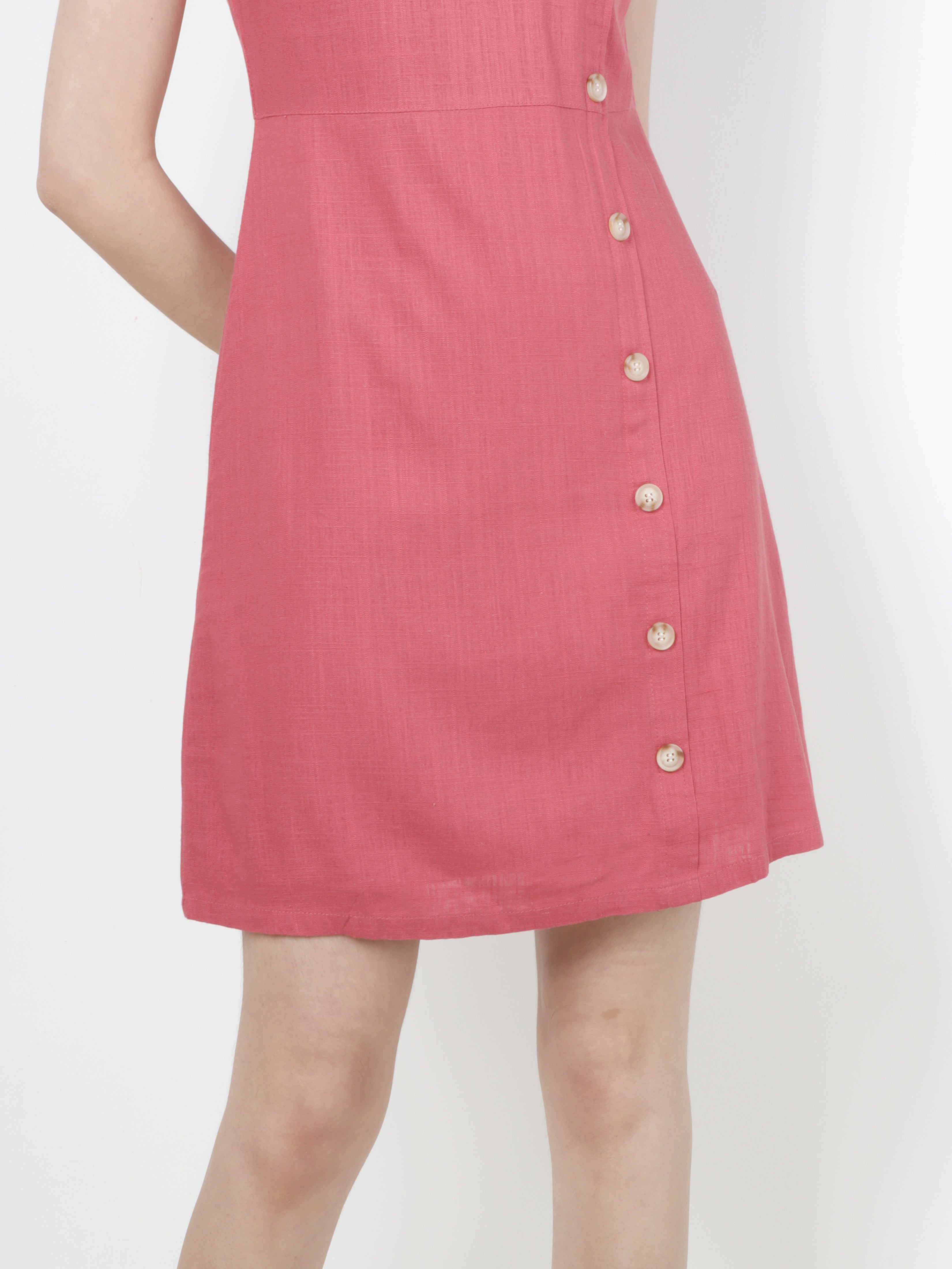 Linen Button Sleeveless Dress