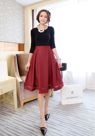 Mesh Block Midi Skirt - Ferlicious