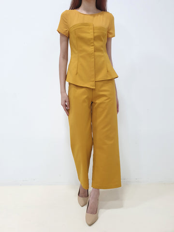 Mesh Shoulder Jumpsuit - Yellow (Non-returnable) - Ferlicious