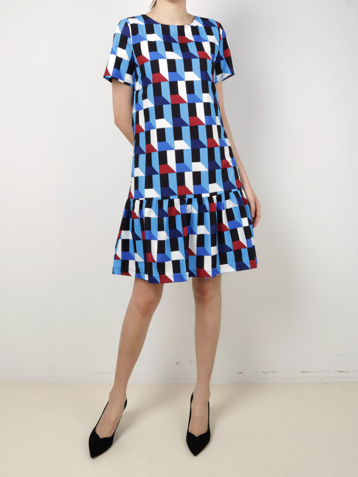 Pixels Gathered Hem Dress