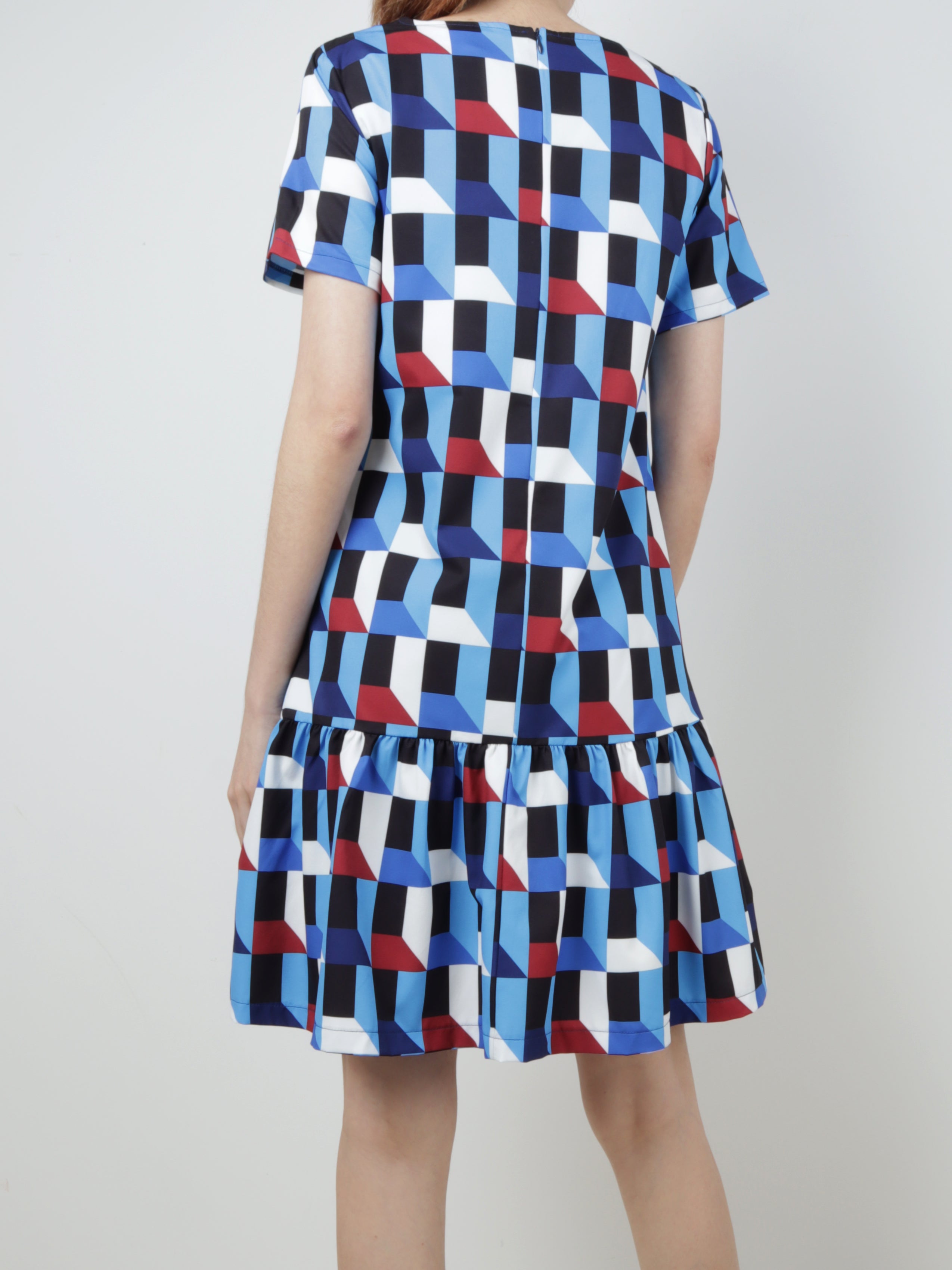 Pixels Gathered Hem Dress