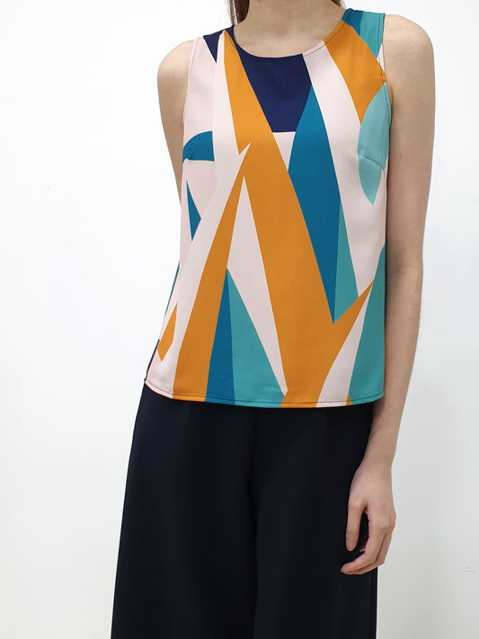RR Geometric Print Top, women's top - Ferlicious Singapore