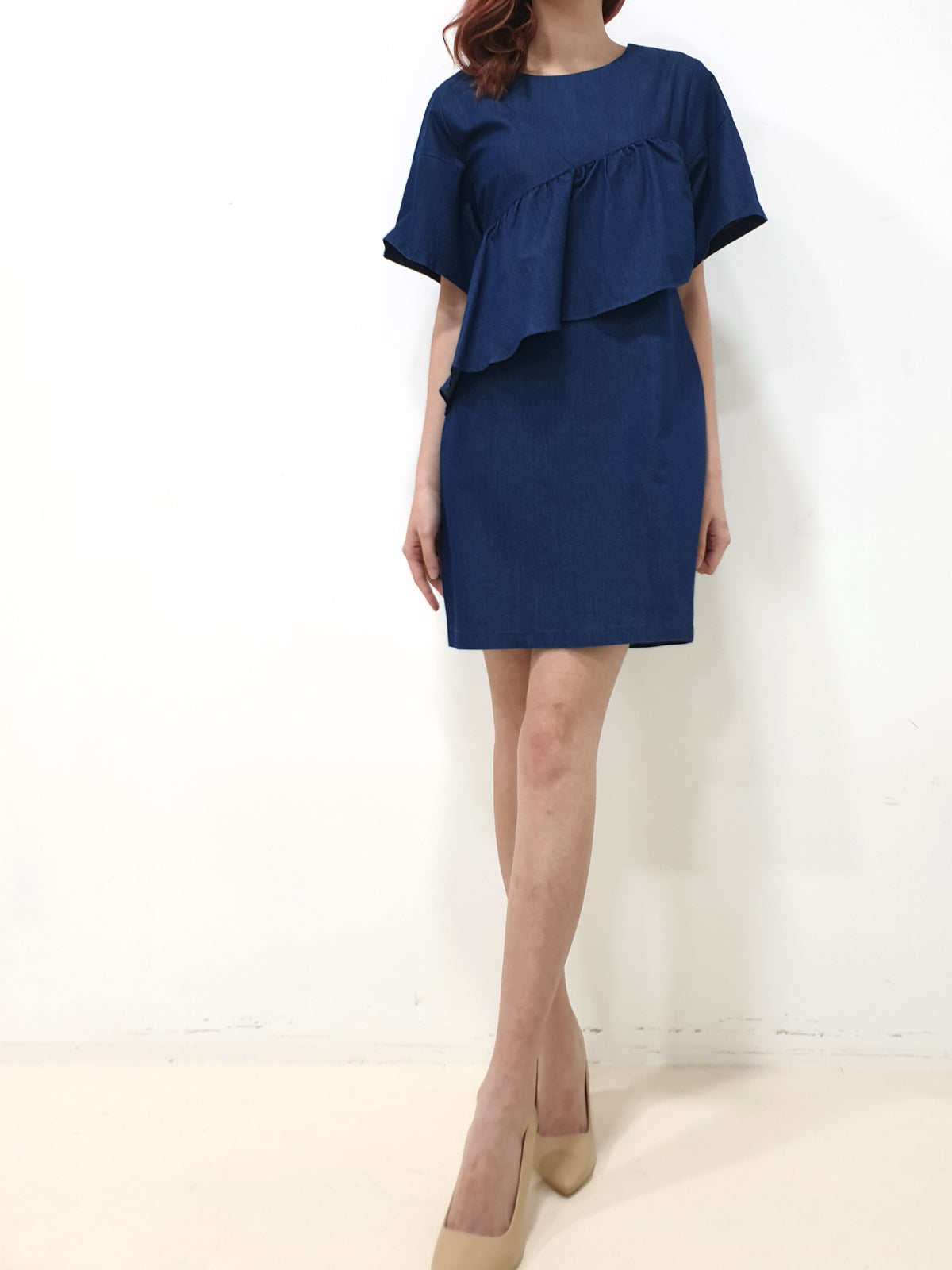 Ruffles Front Denim Dress (Non-returnable) - Ferlicious