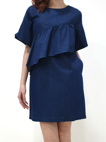 Ruffles Front Denim Dress (Non-returnable) - Ferlicious