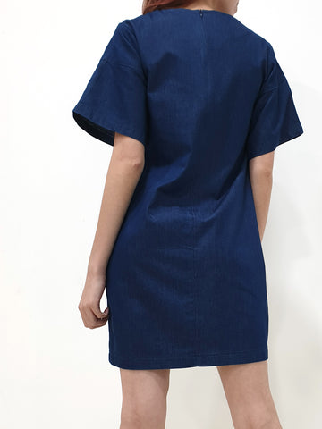 Ruffles Front Denim Dress (Non-returnable) - Ferlicious
