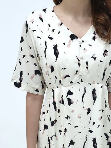 Safari Print Dress - Beige (Non-returnable) - Ferlicious