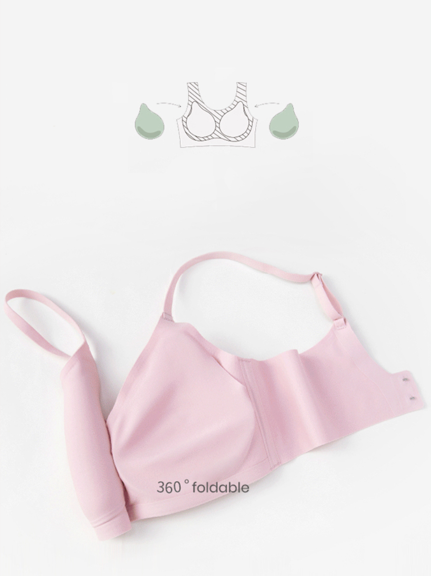 Everyday Non-Wired Backless Bra with Transparent Straps Plain Medium  Coverage Regular Fancy Bra (B30, Pink)