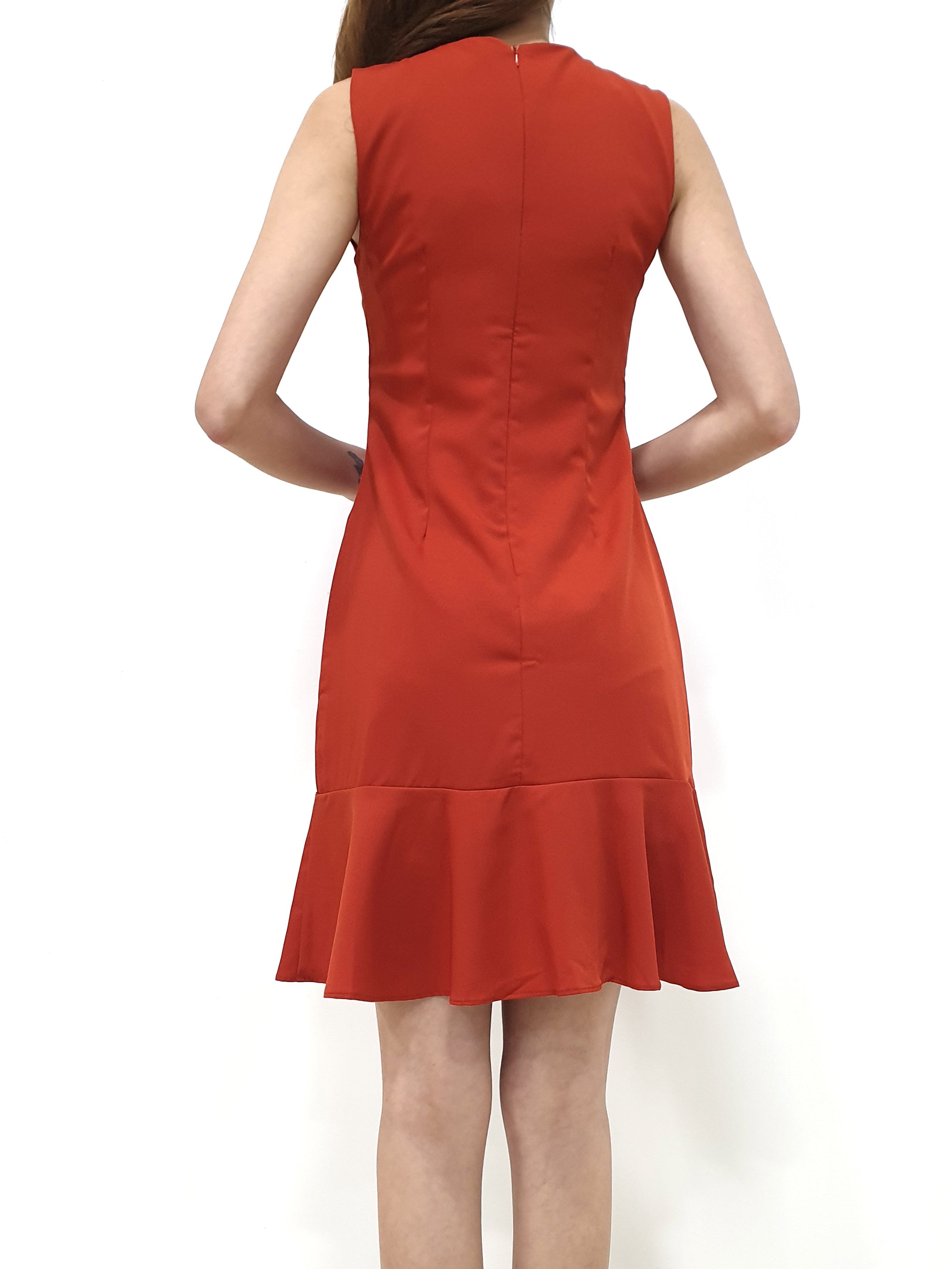 Side Waterfall Dress - Burnt Orange (Non-returnable) - Ferlicious