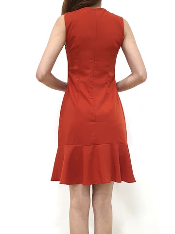 Side Waterfall Dress - Burnt Orange (Non-returnable) - Ferlicious