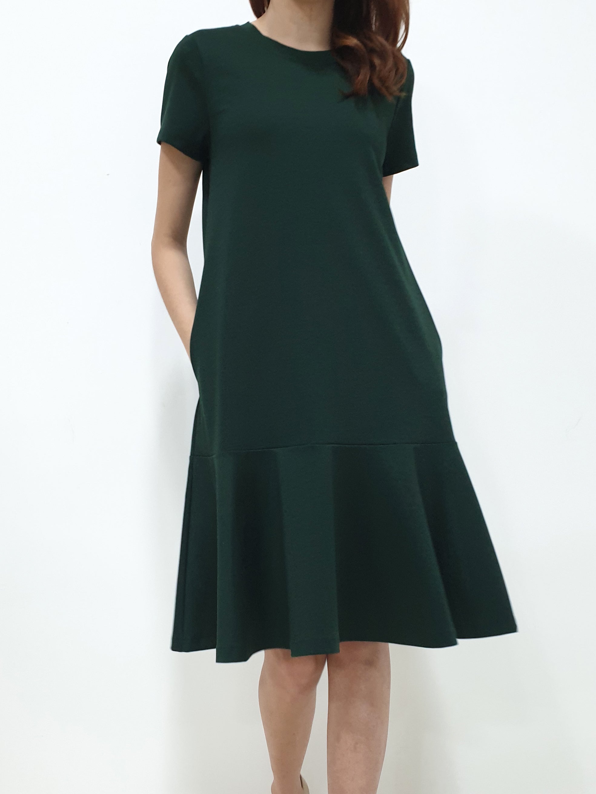 Sleeved Plain Jane Dress - Dark Green (Non-returnable) - Ferlicious