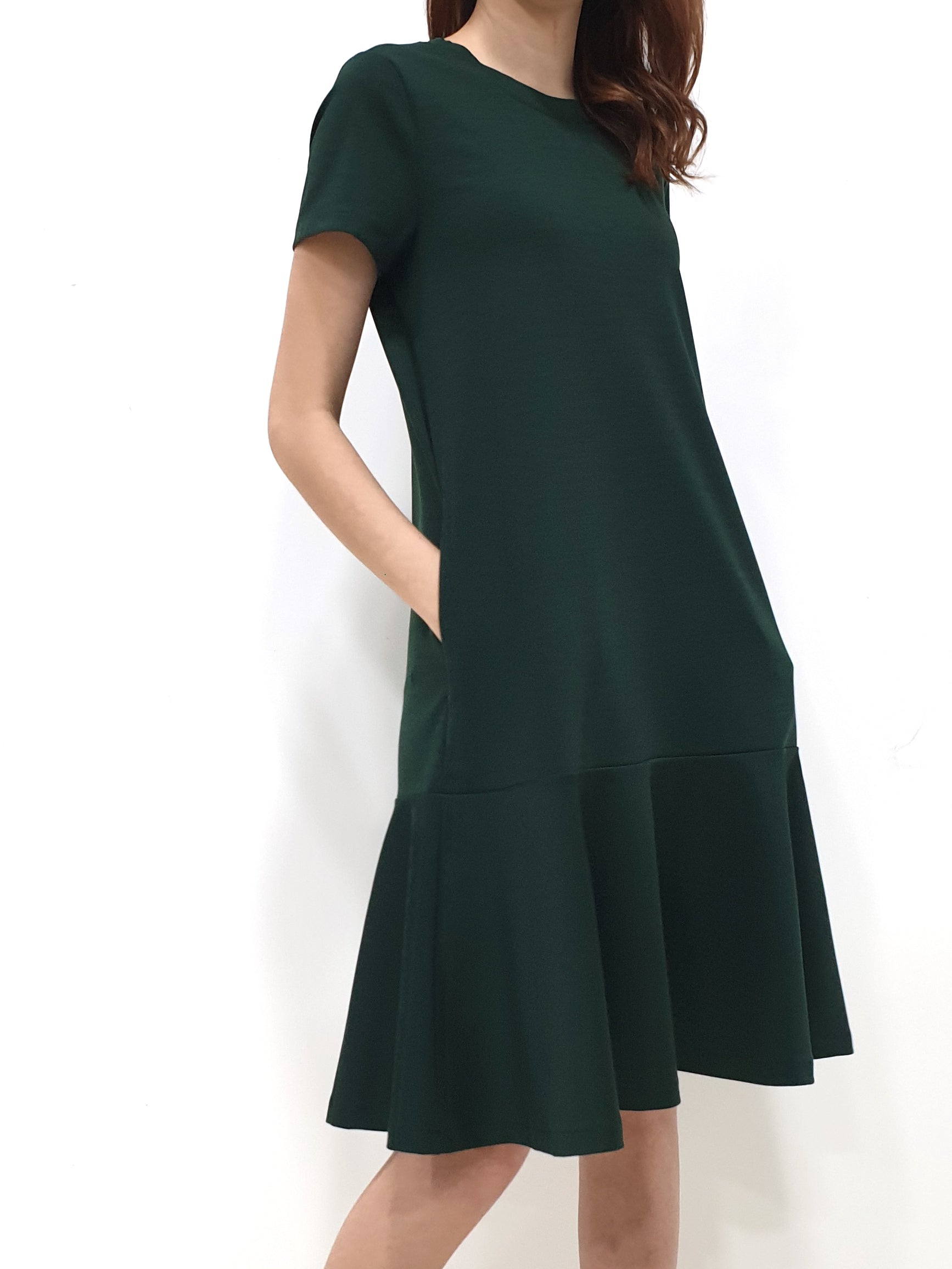 Sleeved Plain Jane Dress - Dark Green (Non-returnable) - Ferlicious