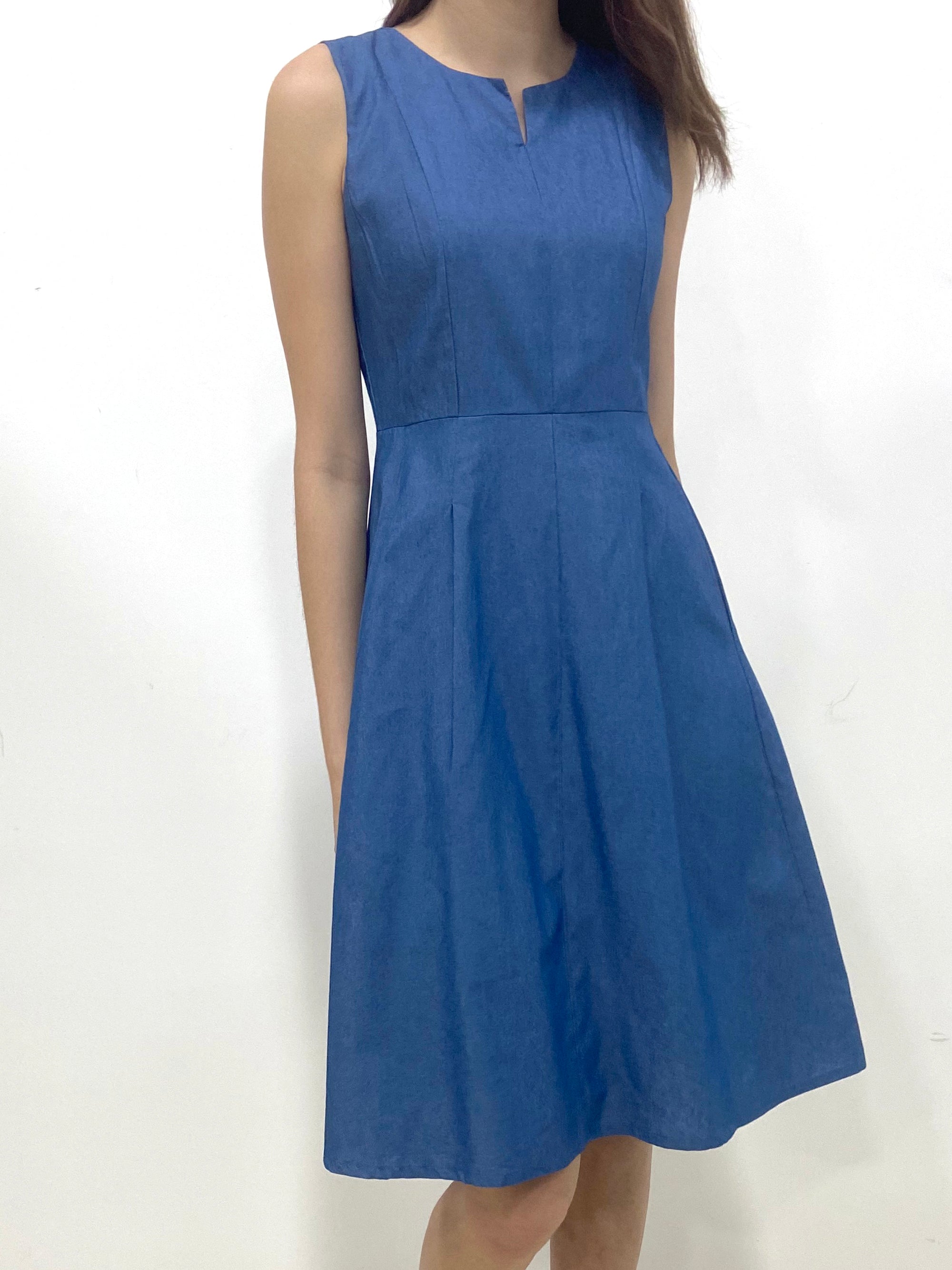 Slit Neckline A Line Dress (Non-returnable) - Ferlicious