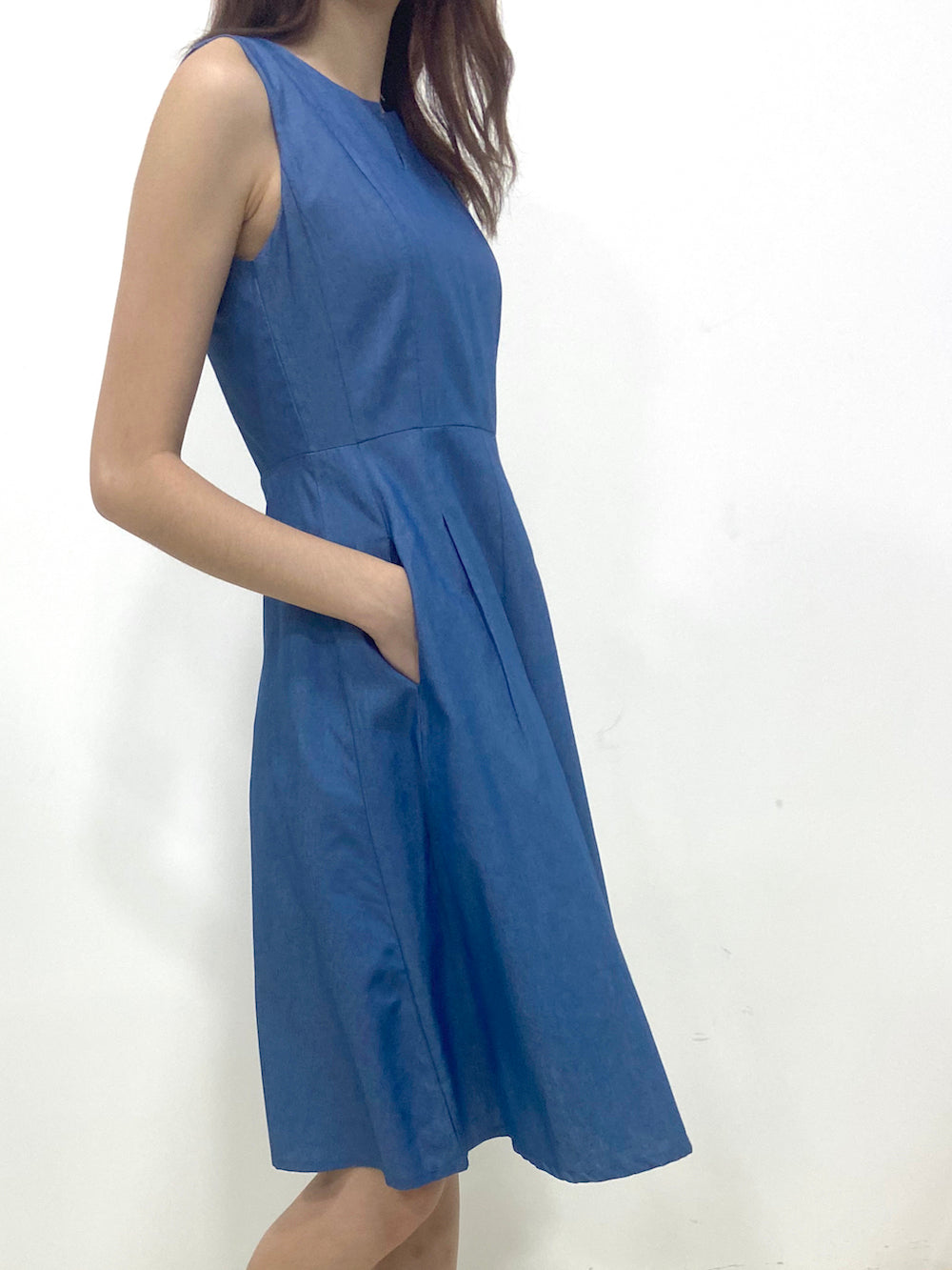 Slit Neckline A Line Dress (Non-returnable) - Ferlicious