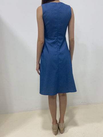Slit Neckline A Line Dress (Non-returnable) - Ferlicious
