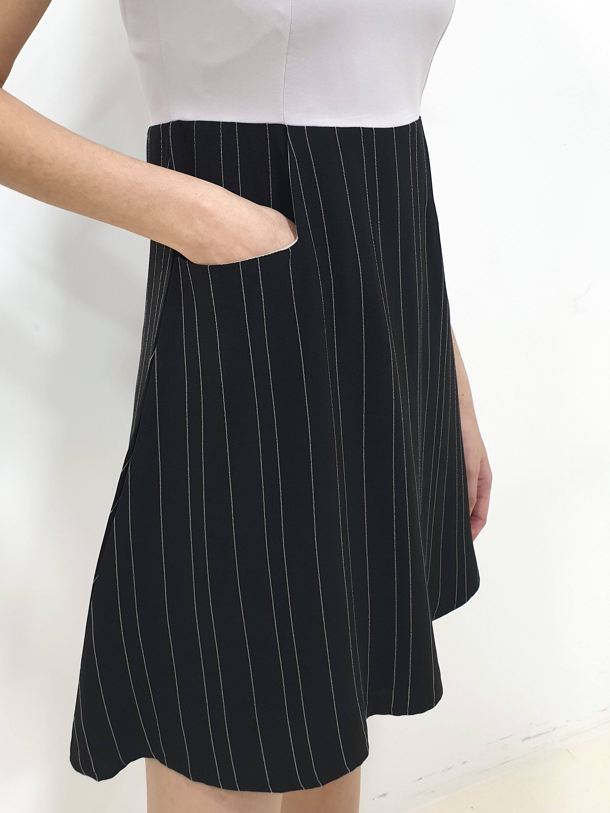 Stripes Bottom A Line Dress - Black (Non-returnable) - Ferlicious