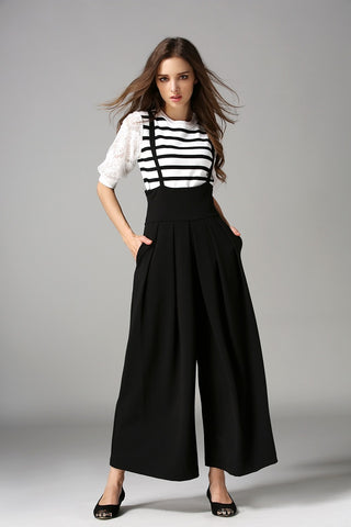 Suspender Flare Leg Jumpsuit - Ferlicious