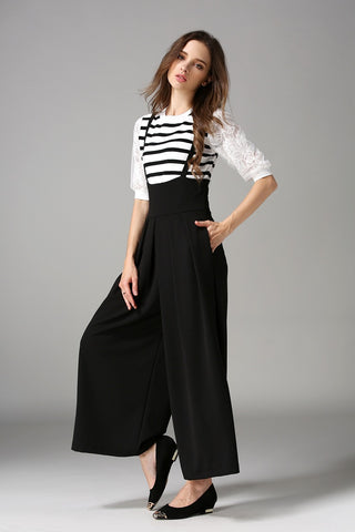 Suspender Flare Leg Jumpsuit - Ferlicious