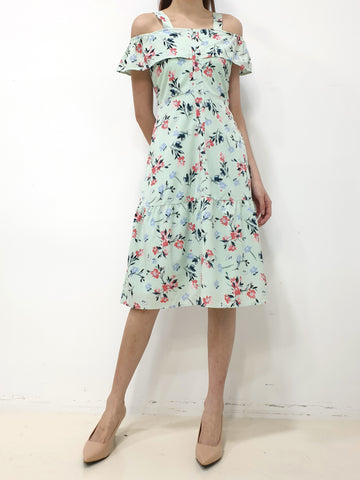 Sweet Story Cold Shoulder Dress - Mint