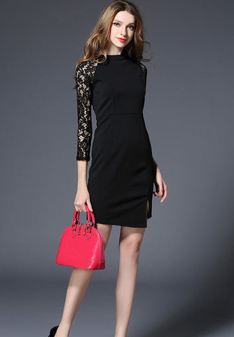 Black Lace Pencil Dress - Ferlicious