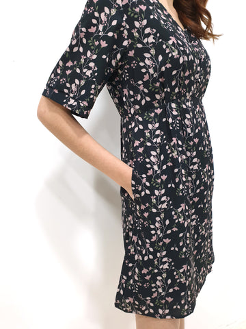 Tulip Print Dress - Black (Non-returnable) - Ferlicious