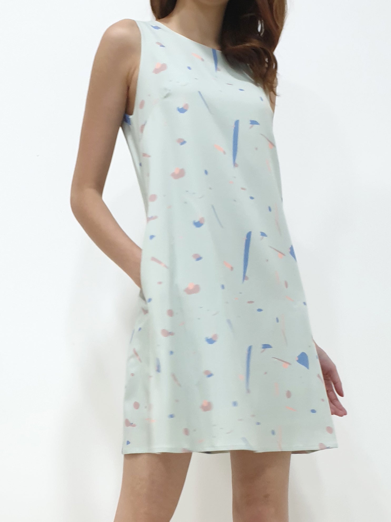 Random Print Trapeze Dress - Mint (Non-returnable) - Ferlicious