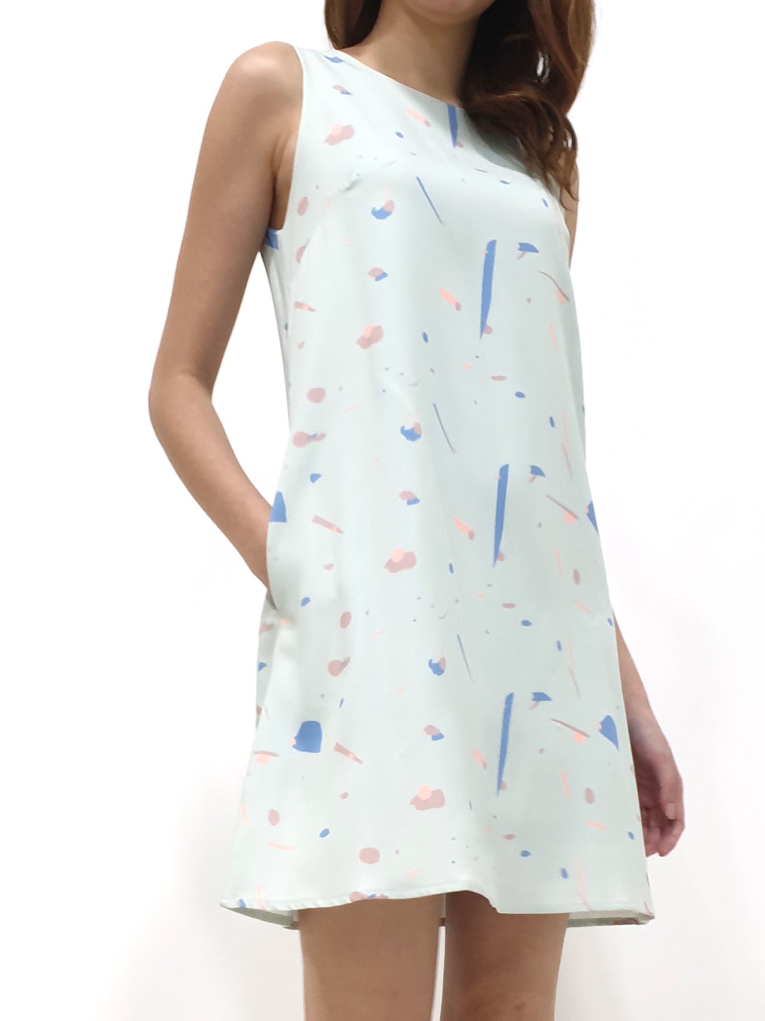Random Print Trapeze Dress - Mint (Non-returnable) - Ferlicious