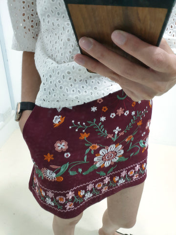 Garden Embroidery Skorts (Non-returnable) - Ferlicious