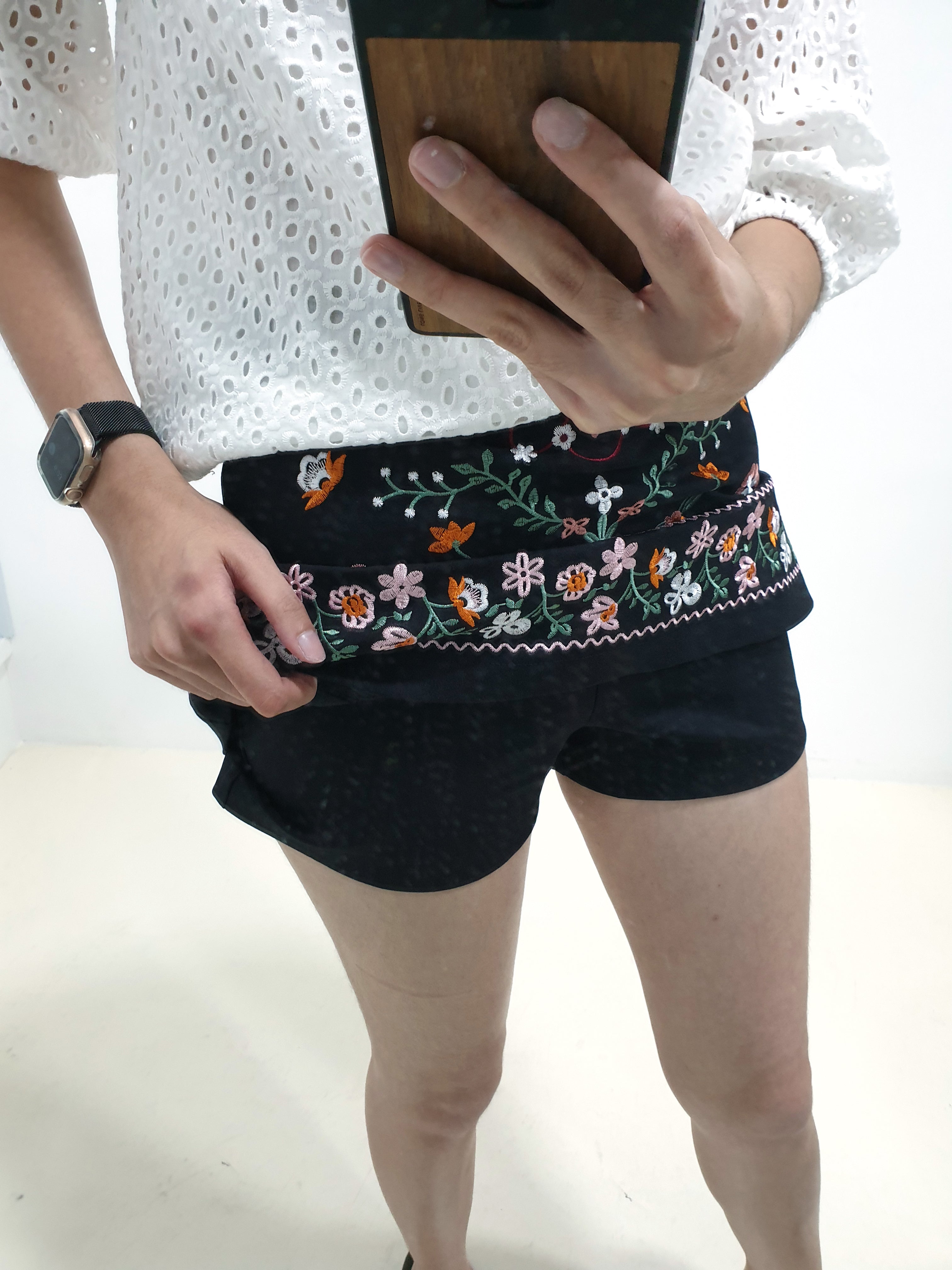 Garden Embroidery Skorts (Non-returnable) - Ferlicious