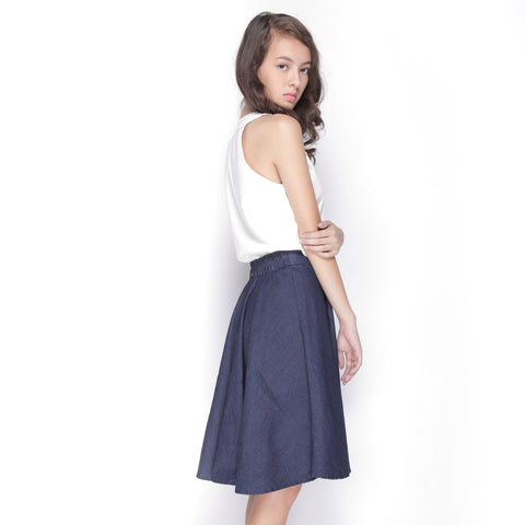 Basic Denim Midi Skirt - Ferlicious