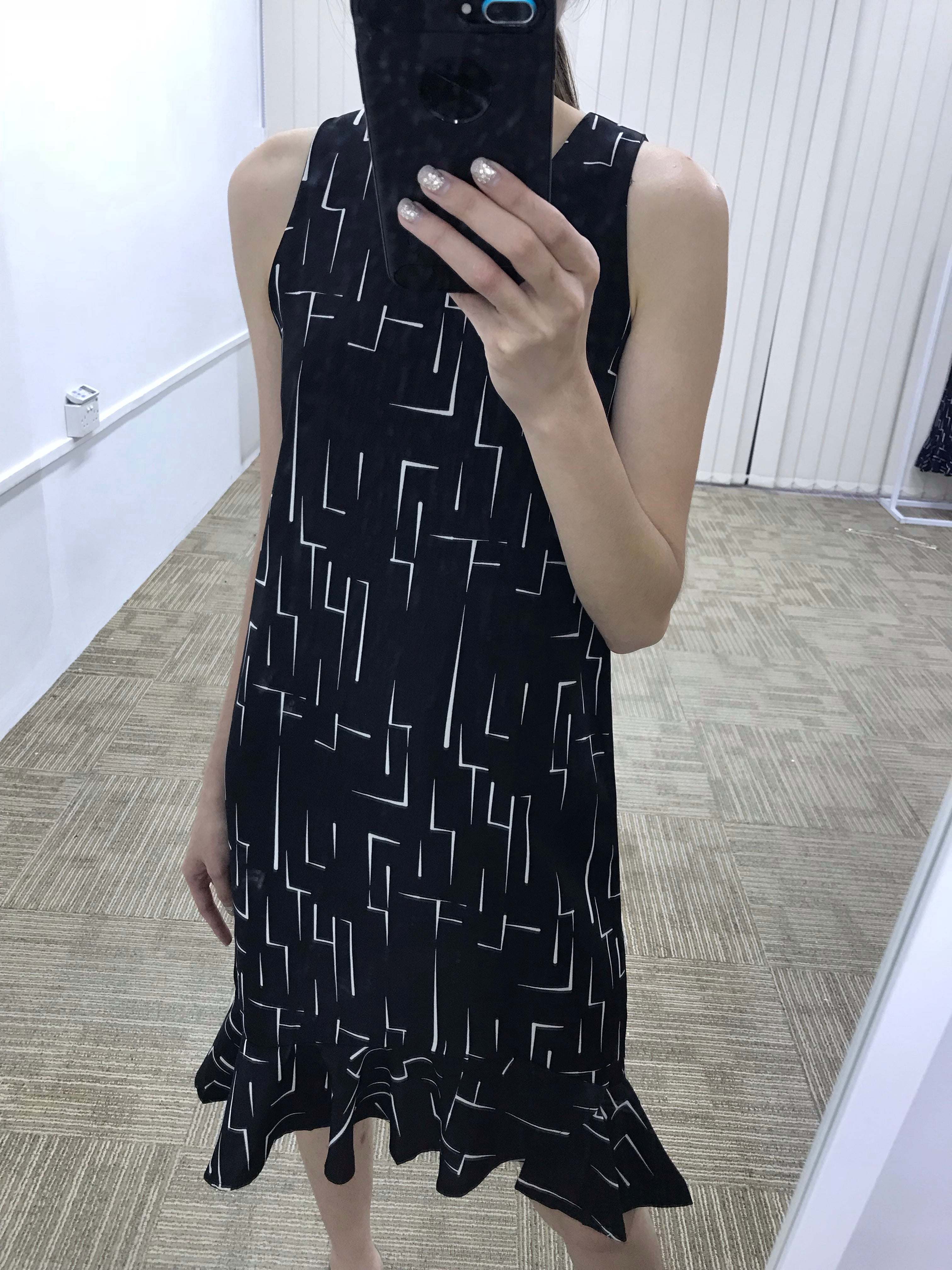 Stroke Print Midi Dress - Ferlicious