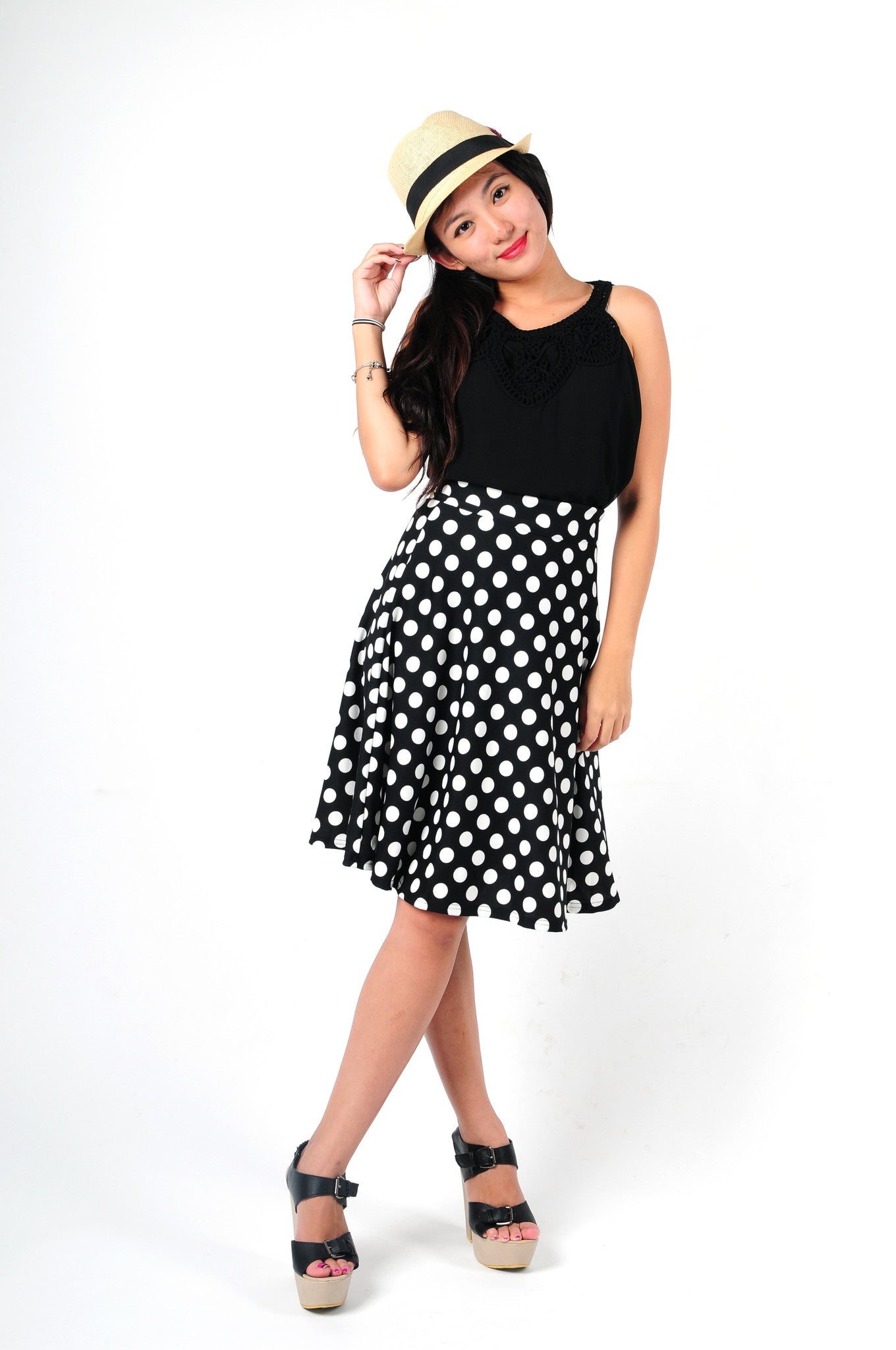 Polkadot Midi Skirt - Ferlicious