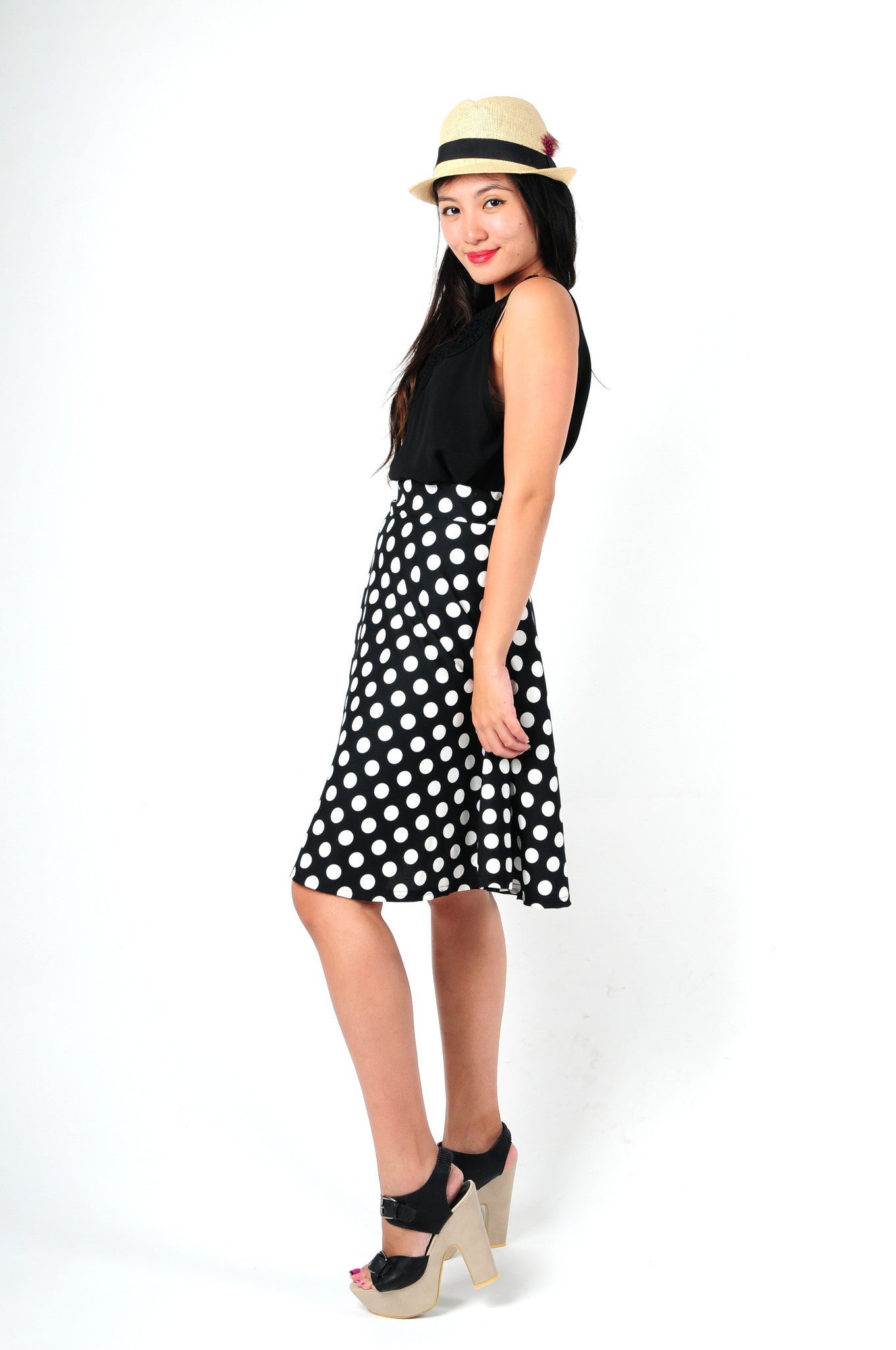 Polkadot Midi Skirt - Ferlicious