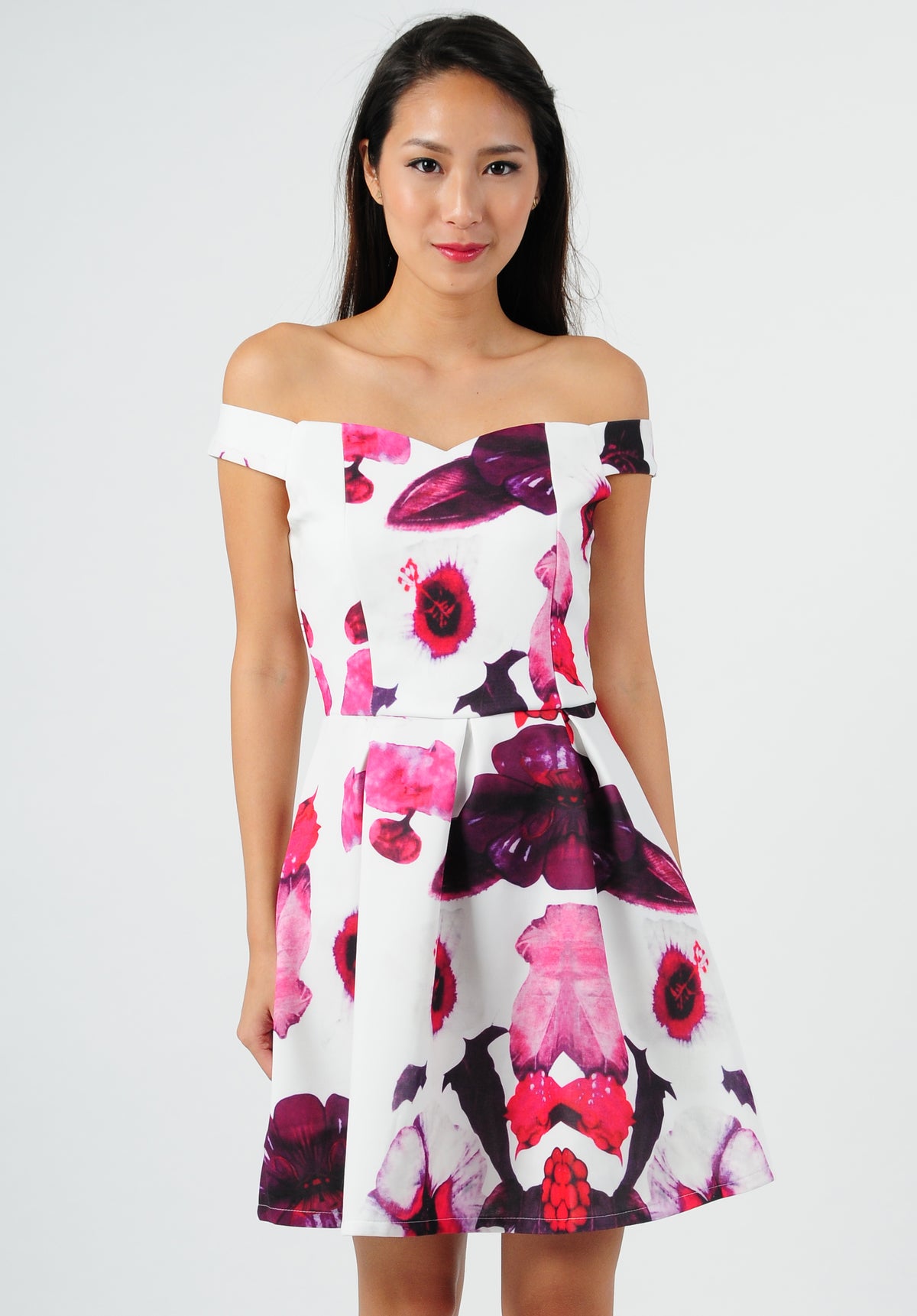 Print Off Shoulder Dress - Ferlicious