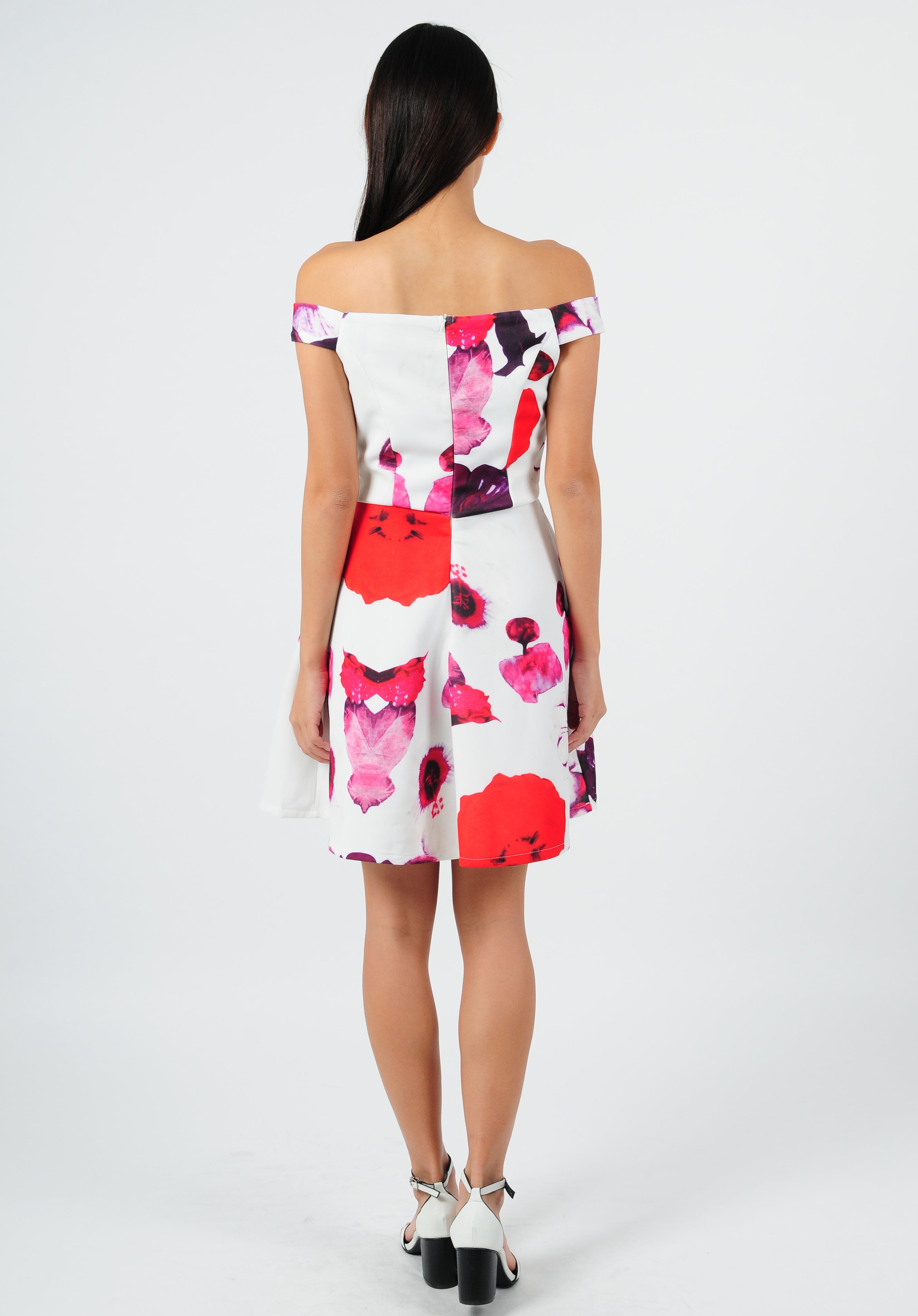 Print Off Shoulder Dress - Ferlicious