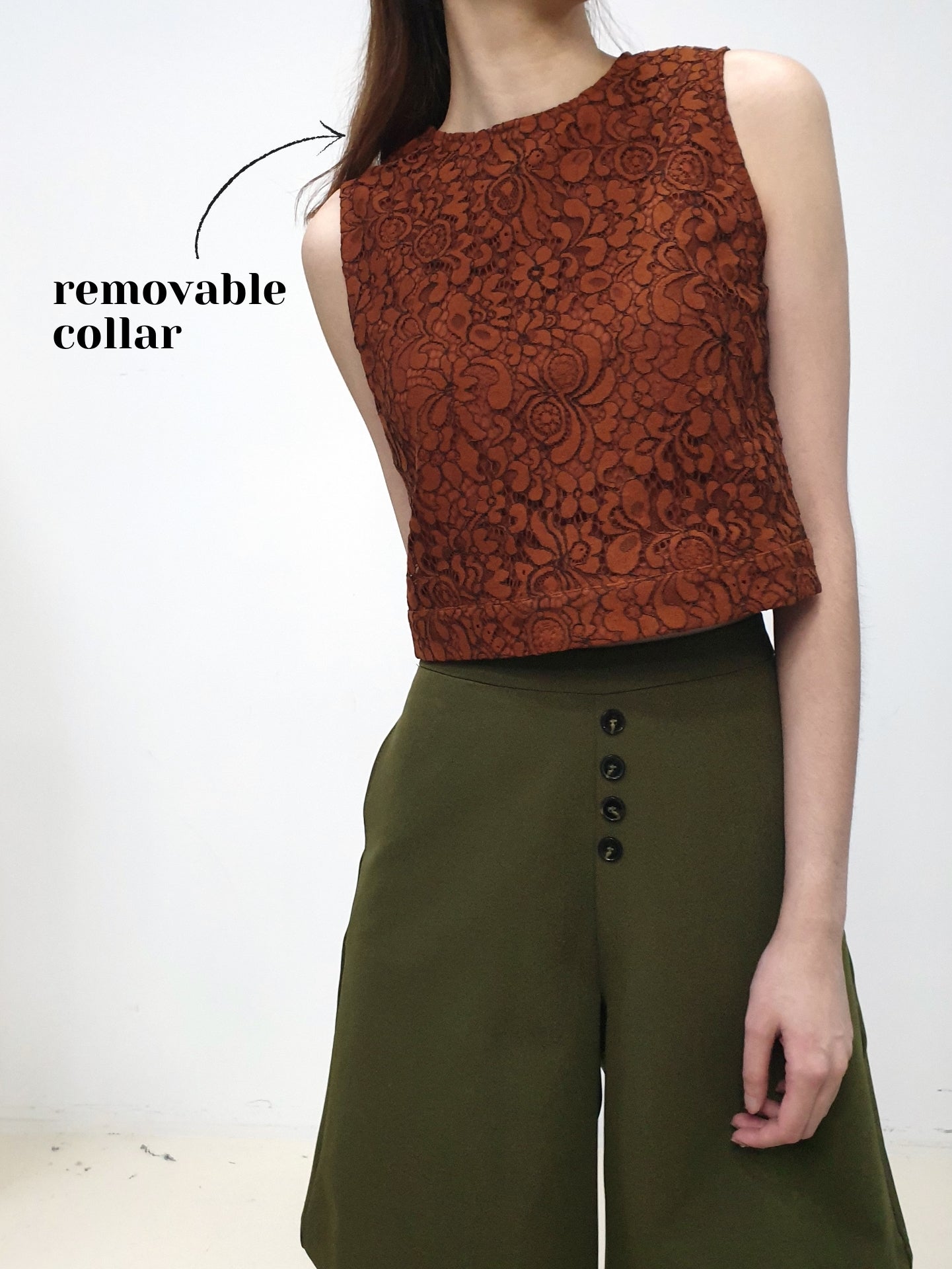 Lace Removable Collar Top